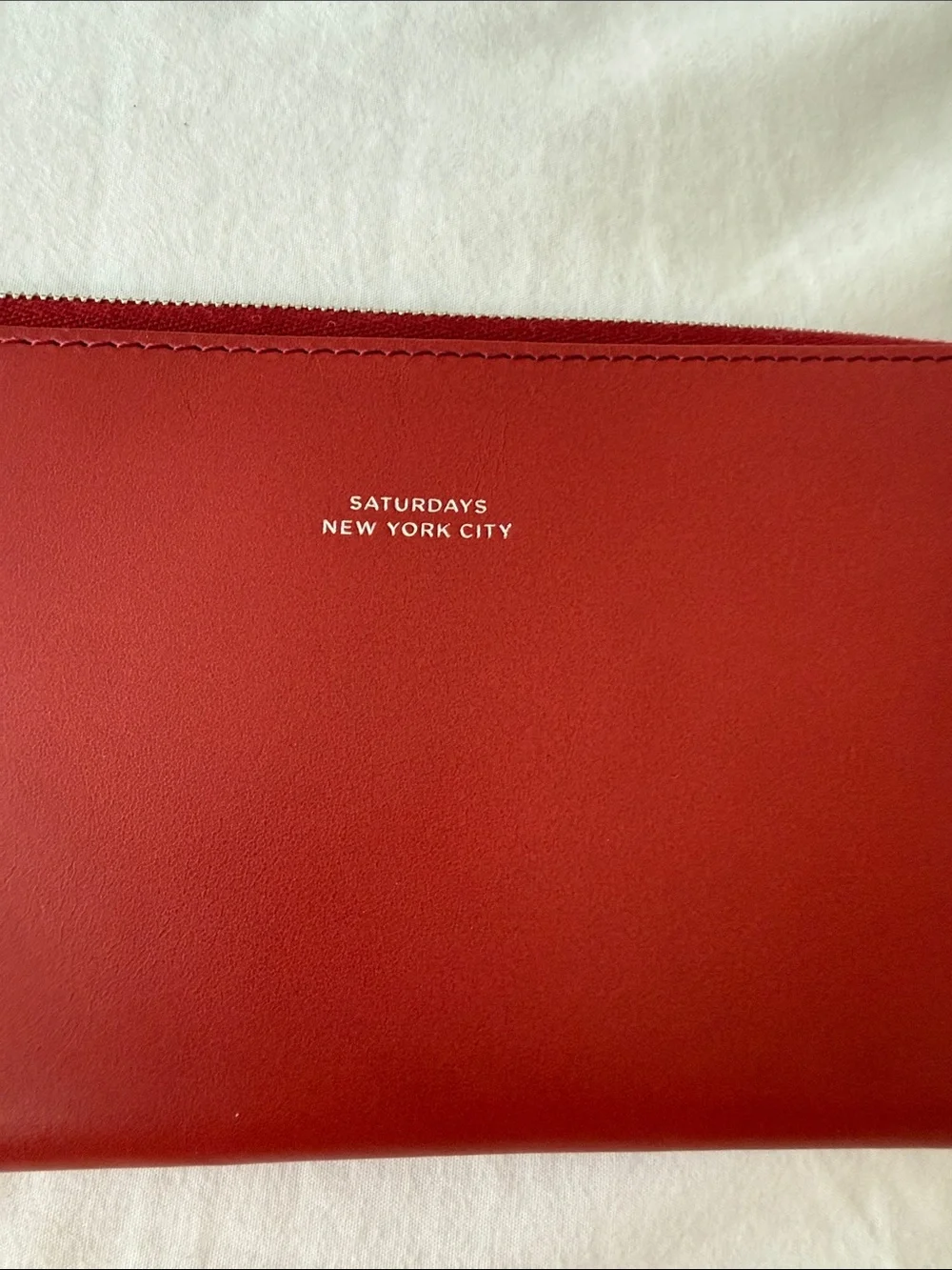 Saturdays New York City Cherry Red vegan Leather Zip Pouch